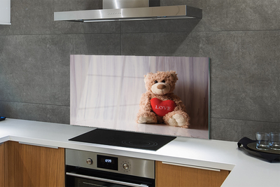 Painel de vidro Coração de ursinho de pelúcia