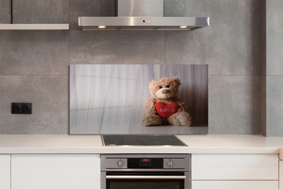 Painel de vidro Coração de ursinho de pelúcia