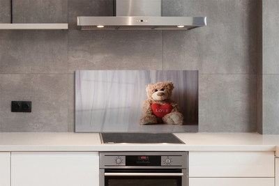 Painel de vidro Coração de ursinho de pelúcia