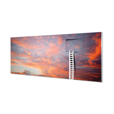 Painel de vidro Pôr do sol no céu da escada