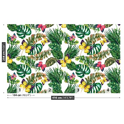 Papel de parede Folhas Borboletas