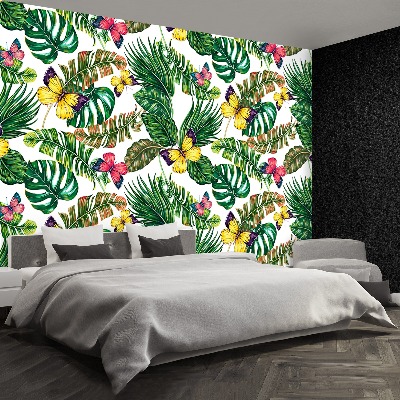 Papel de parede Folhas Borboletas