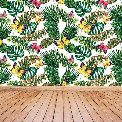 Papel de parede Folhas Borboletas