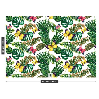 Papel de parede Folhas Borboletas