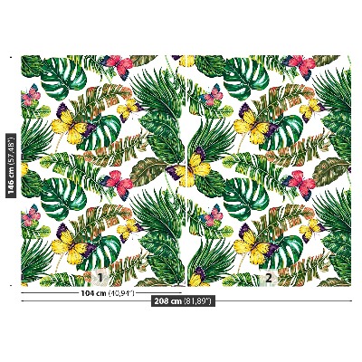 Papel de parede Folhas Borboletas