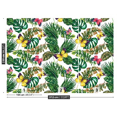 Papel de parede Folhas Borboletas