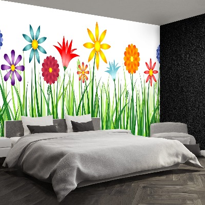 Papel de parede Flores Grama