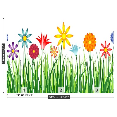 Papel de parede Flores Grama