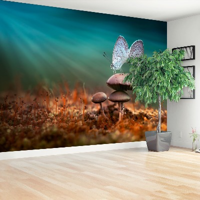 Mural de parede Cogumelo Borboletas