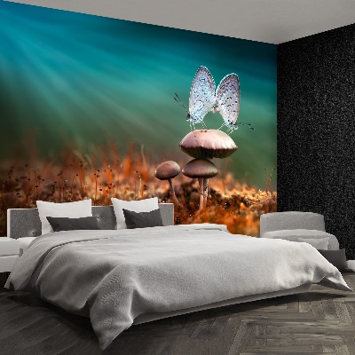 Mural de parede Cogumelo Borboletas