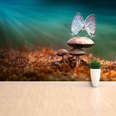 Mural de parede Cogumelo Borboletas