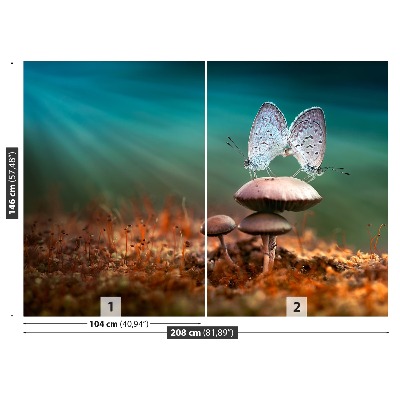 Mural de parede Cogumelo Borboletas