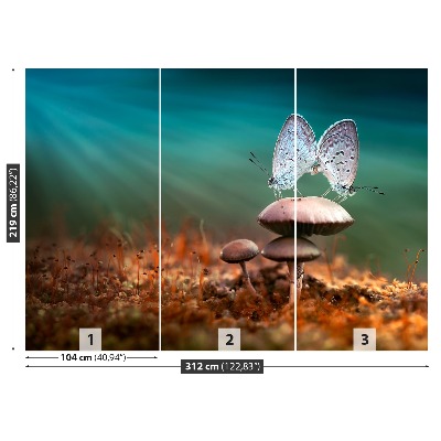 Mural de parede Cogumelo Borboletas