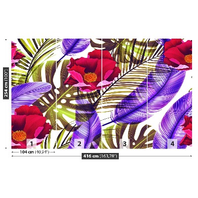 Papel de parede Flores Folhas