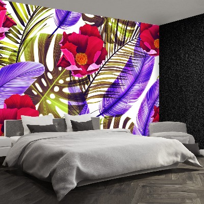 Papel de parede Flores Folhas