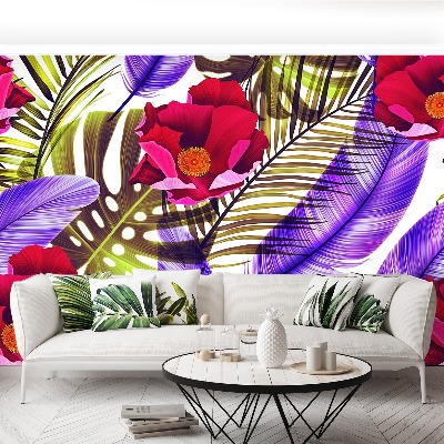 Papel de parede Flores Folhas