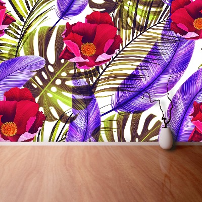 Papel de parede Flores Folhas