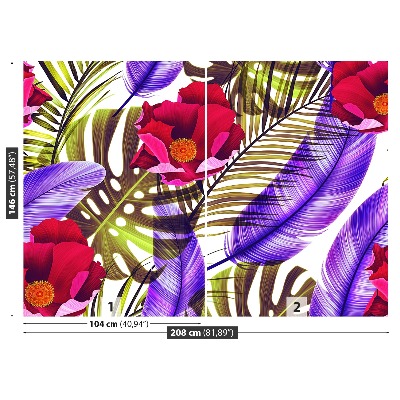 Papel de parede Flores Folhas