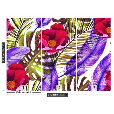 Papel de parede Flores Folhas