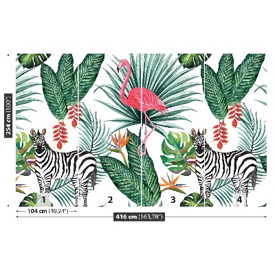 Papel de parede Zebra e flamingo
