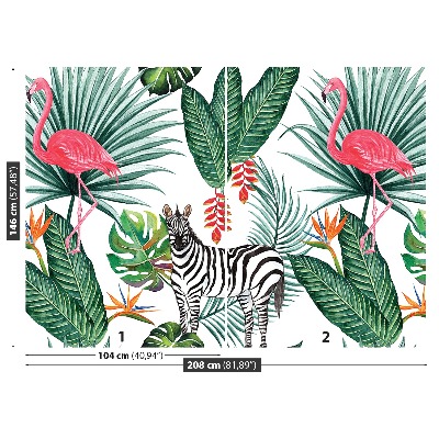 Papel de parede Zebra e flamingo