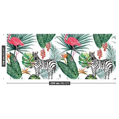Papel de parede Zebra e flamingo
