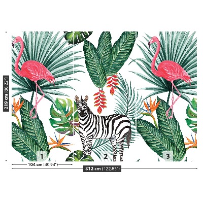 Papel de parede Zebra e flamingo