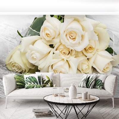 Mural de parede rosas brancas