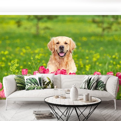 Mural de parede Tulipas Cachorro