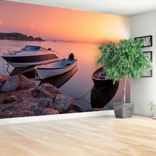 Mural de parede Barcos Sunrise