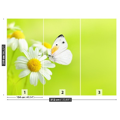 Mural de parede Borboleta e Camomila