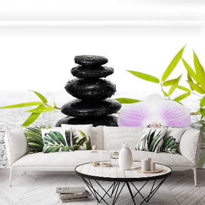 Papel de parede Pedras e Orquídea