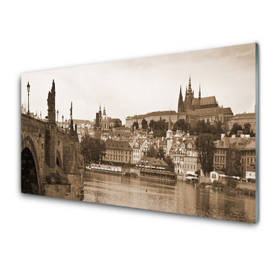 Pintura acrílica Paisagem da Ponte de Praga