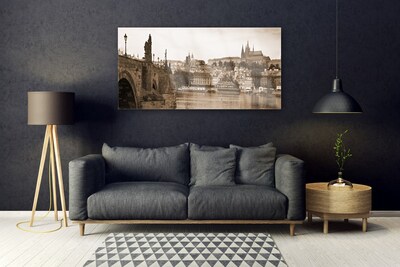Pintura acrílica Paisagem da Ponte de Praga