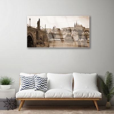 Pintura acrílica Paisagem da Ponte de Praga