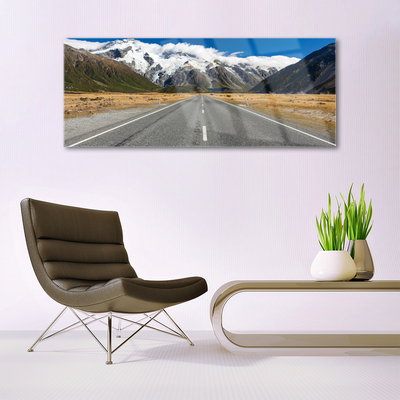 Quadro acrílico Estrada Montanhas Neve Paisagem