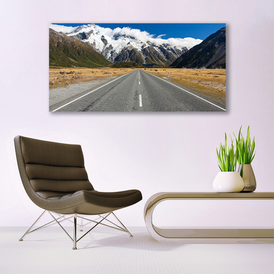 Quadro acrílico Estrada Montanhas Neve Paisagem