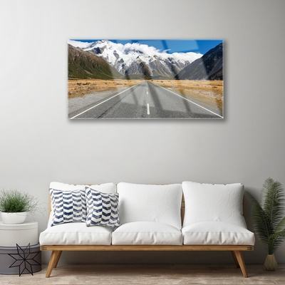 Quadro acrílico Estrada Montanhas Neve Paisagem