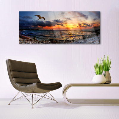 Pintura acrílica Paisagem de praia de mar de gaivota