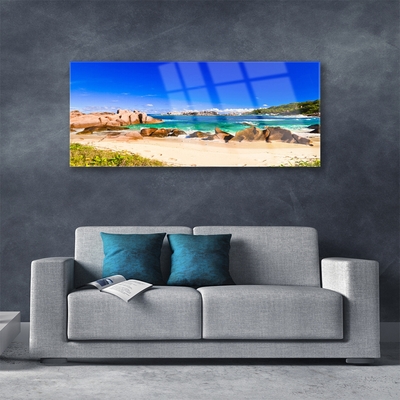Pintura acrílica Paisagem de praia e mar