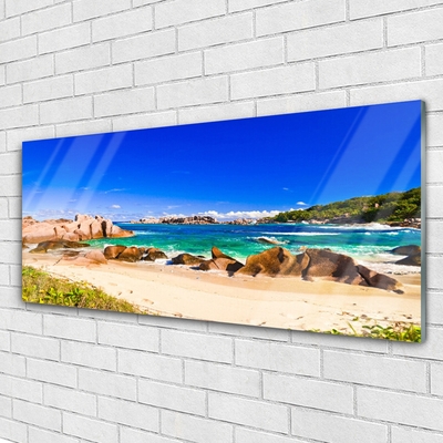 Pintura acrílica Paisagem de praia e mar