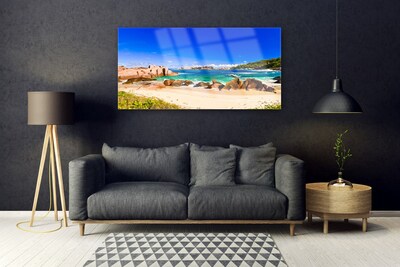 Pintura acrílica Paisagem de praia e mar