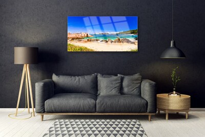 Pintura acrílica Paisagem de praia e mar