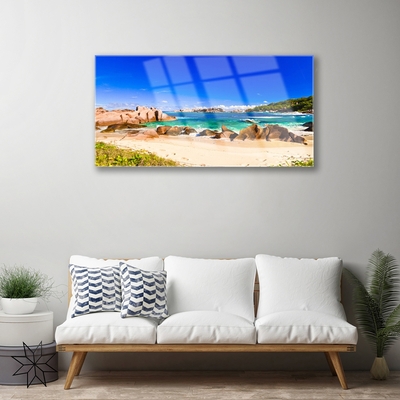 Pintura acrílica Paisagem de praia e mar