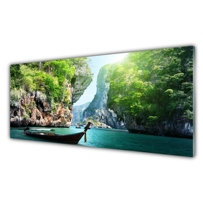 Pintura acrílica Barco de água de montanha Natureza