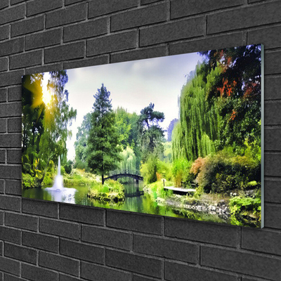 Quadro acrílico Floresta Cachoeira Sol Natureza