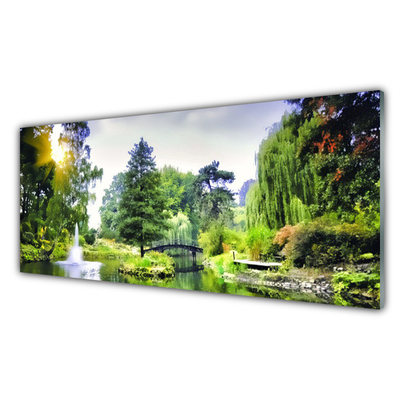 Quadro acrílico Floresta Cachoeira Sol Natureza