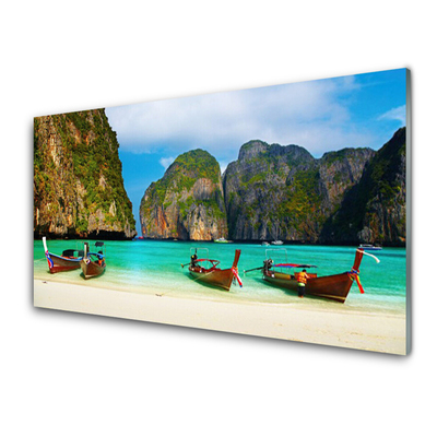 Quadro acrílico Praia Mar Montanhas Paisagem