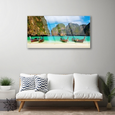 Quadro acrílico Praia Mar Montanhas Paisagem