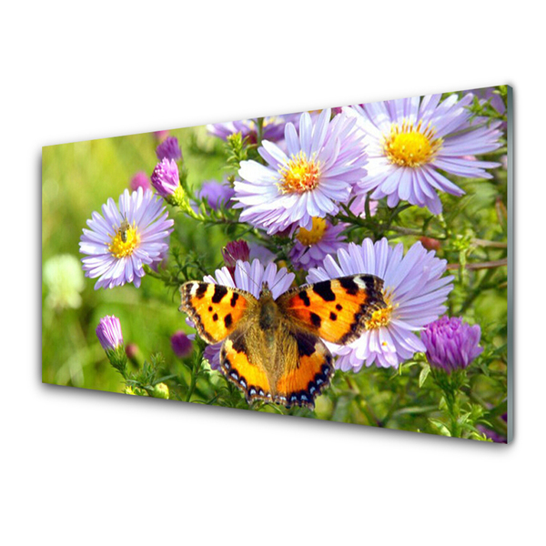 Quadro acrílico Flores Borboleta Planta Natureza